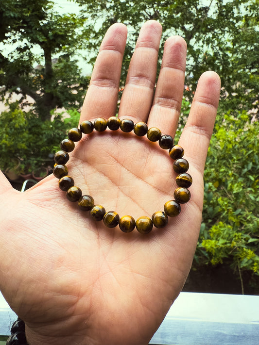To Gain Success & Stability in Life - Tiger Eye Bracelet - Ganga Energised